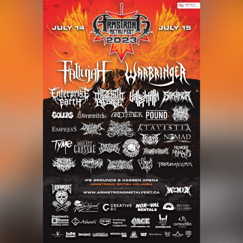 Get Ready For The Pit w/ ARMSTRONG METALFEST's Spotify Playlist For 2023 Lineup w/ WARBRINGER, FALLUJAH, ENTERPRISE EARTH, THE ZENITH PASSAGE, VALE OF PNATH, STRIKER and more!