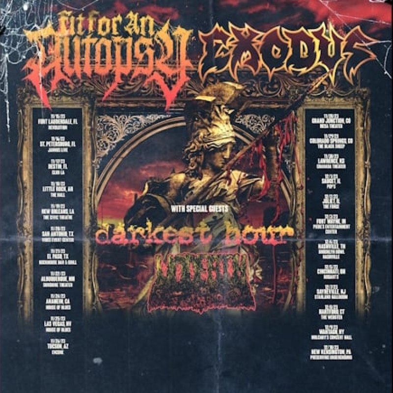 EXODUS And FIT FOR AN AUTOPSY Announce Fall 2023 U.S. Tour With DARKEST HOUR And UNDEATH