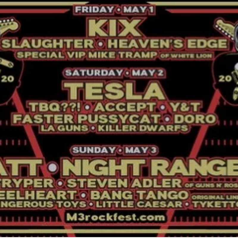  TESLA, ACCEPT, Y&T, RATT, NIGHT RANGER, BANG TANGO, DORO Confirmed For 2020 Edition Of M3 ROCK FESTIVAL 