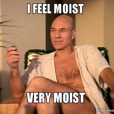 Sir Patrick is moist