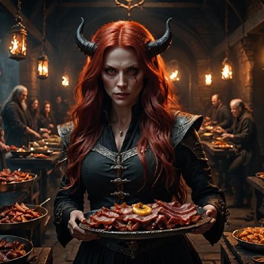 DevilWomanWithPlateOfBACON