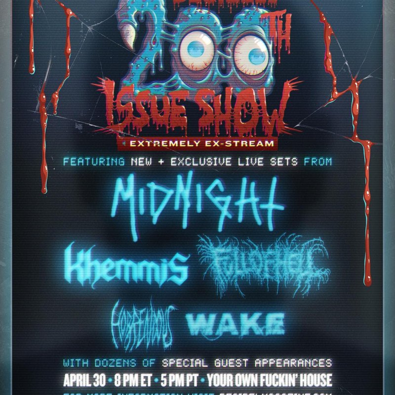Decibel Magazine announces 200th issue livestream show: Extremely Ex-Stream - featuring Midnight, Khemmis, Full of Hell, Horrendous, Wake