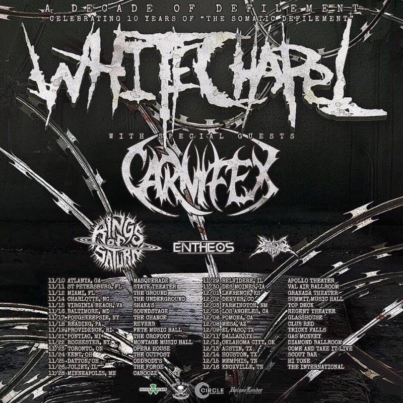 WHITECHAPEL To Begin North American Tour With Carnifex, Rings Of Saturn, Entheos, And So This Is Suffering This Week