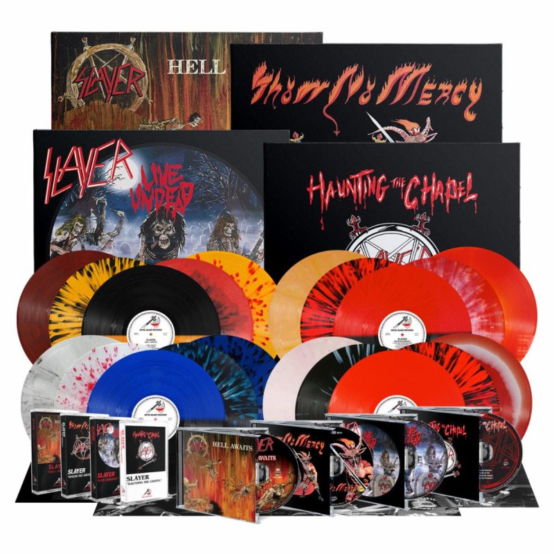 Thrash Metal Icons SLAYER re-issue Metal Blade Catalogue; Pre-Orders available now for 'Show No Mercy', 'Haunting the Chapel', 'Live Undead', and 'Hell Awaits' on CD, cassette, and vinyl