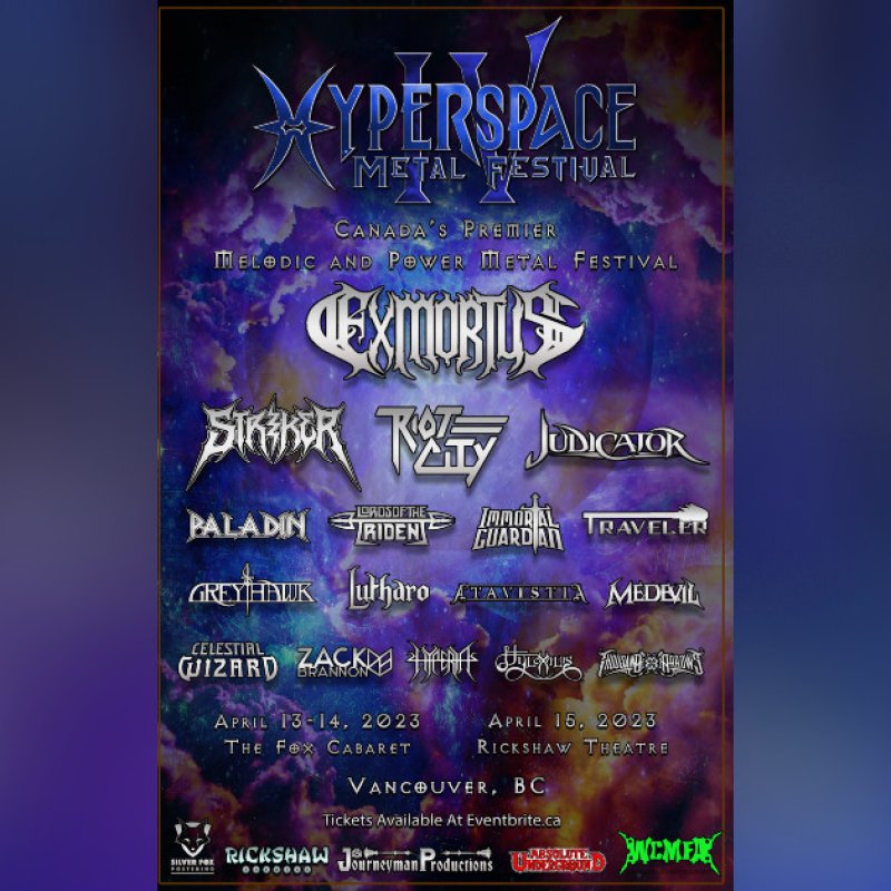Hyperspace MetalFest (Vancouver, BC) Announces 2023 Full Lineup w/ More Bands Added! Riot City, Paladin, Immortal Guardian, Celestial Wizard