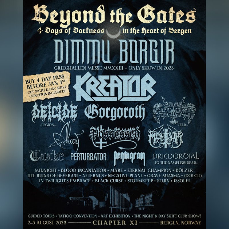 BEYOND THE GATES 2023 Reveals Full Lineup + Daily Schedules,  Dimmu Borgir, Kreator, Gorgoroth, Deicide to Headline