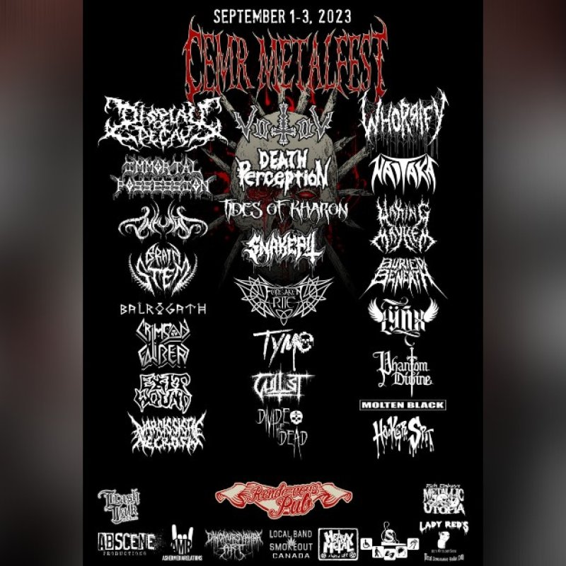 CEMR MetalFest (Edmonton, AB) Announces 2023 Lineup w/ Display of Decay, Votov, Whorrify, Immortal Possession, Death Perception, TYMO and more!
