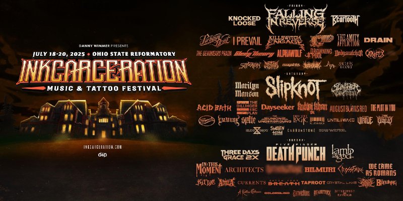 Carbonstone To Play Inkcarceration 2025 - With Slipknot, Falling In Reverse, Five Finger Death Punch, Marilyn Manson, Lamb of God, Beartooth, and many more!