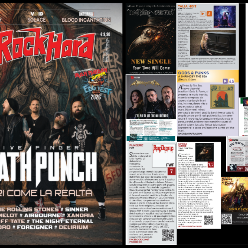 Talia Hoit, Dragonborn, Gods & Punks, Symphony of Destiny, PainDemic, Nothing Sacred, Greg C. Brown, and Archfiend - Featured in Rock Hard!