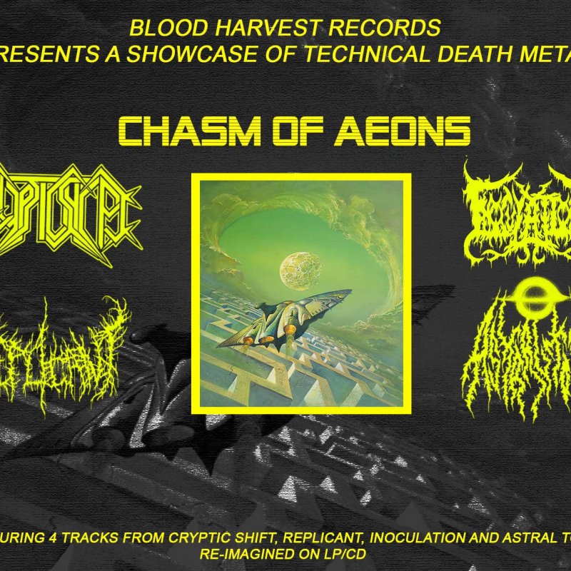 BLOOD HARVEST to release 4-way tech-death split featuring CRYPTIC SHIFT, REPLICANT, INOCULATION, and ASTRAL TOMB - streaming now