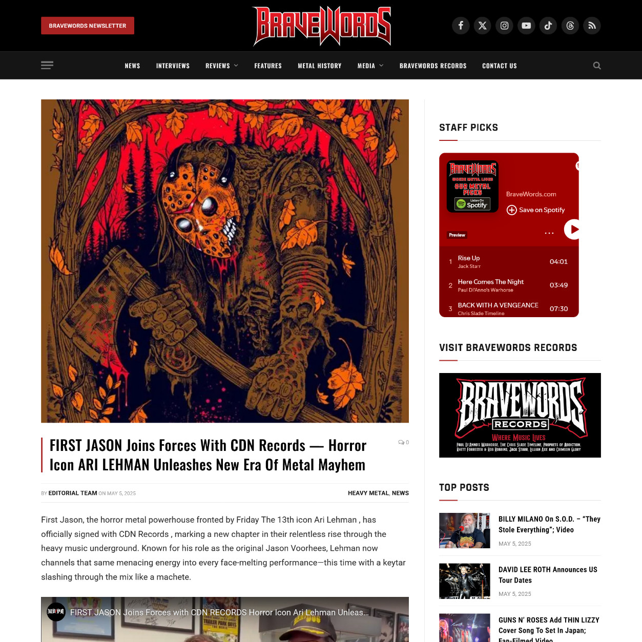 Screenshot 20250506 at 105725 FIRST JASON Joins Forces With CDN Records  Horror Icon ARI LEHMAN Unleashes New Era Of Metal Mayhem.jpg