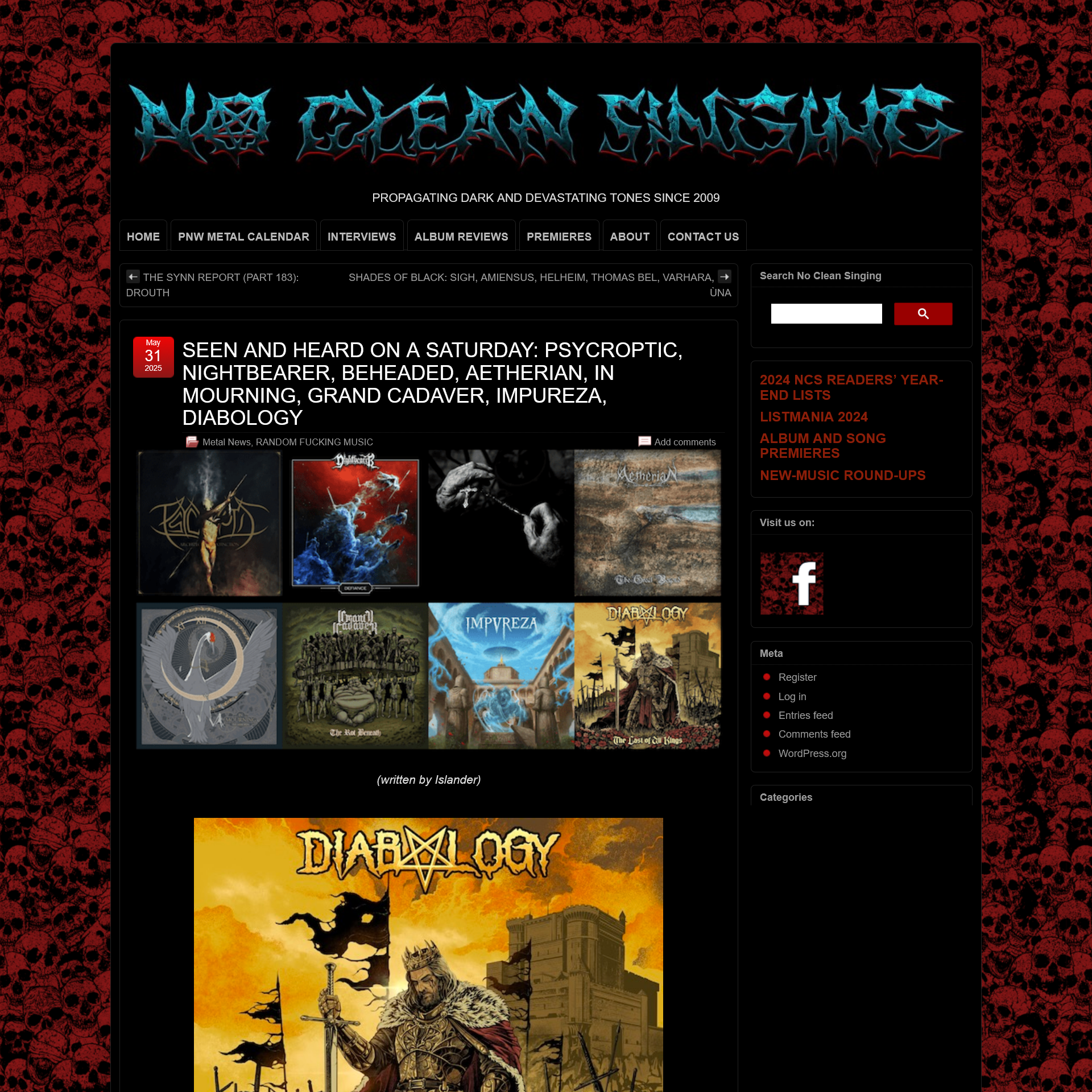 Screenshot 20250601 at 130334 SEEN AND HEARD ON A SATURDAY PSYCROPTIC NIGHTBEARER BEHEADED AETHERIAN IN MOURNING GRAND CADAVER IMPUREZA DIABOLOGY  NO CLEAN SINGING 1 1.png