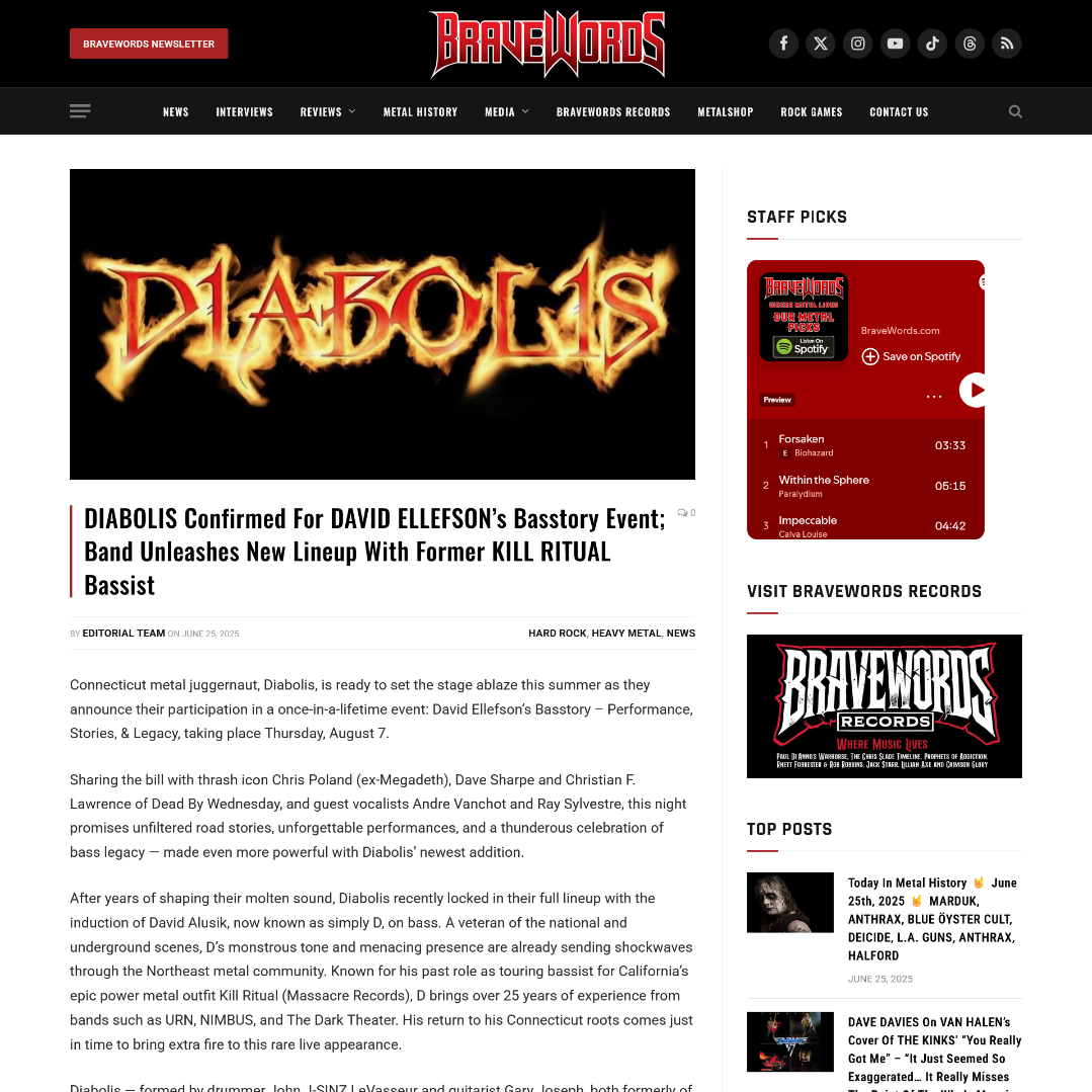 Screenshot 20250625 at 210742 DIABOLIS Confirmed For DAVID ELLEFSONs Basstory Event Band Unleashes New Lineup With Former KILL RITUAL Bassist 1.png