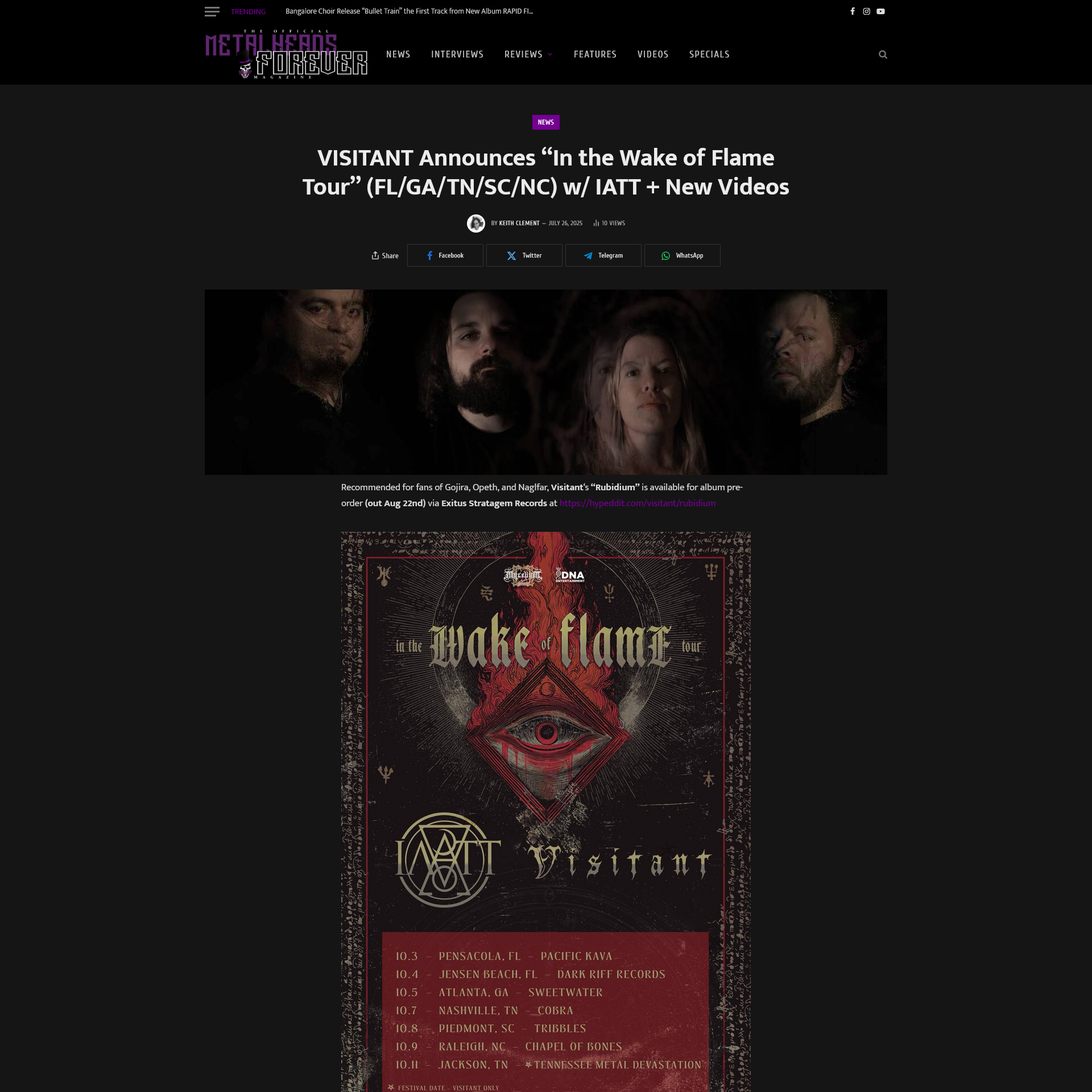 Screenshot 20250726 at 110052 VISITANT Announces In the Wake of Flame Tour FL_GA_TN_SC_NC w_ IATT New Videos Metalheads Forever Magazine 1 1.png