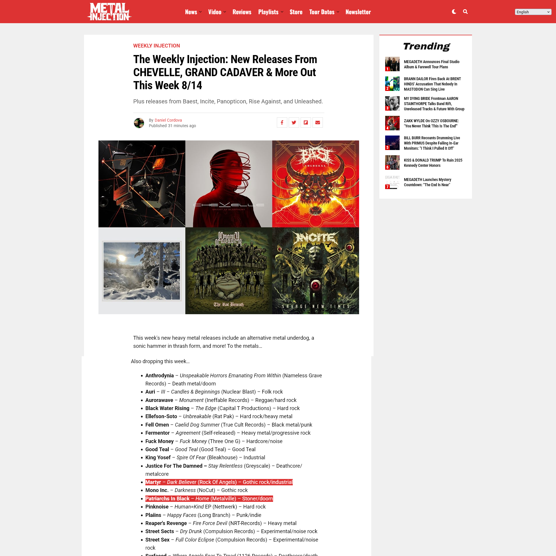 Screenshot 20250815 at 100057 The Weekly Injection New Releases From CHEVELLE GRAND CADAVER  More Out This Week 8_14  Metal Injection11.png