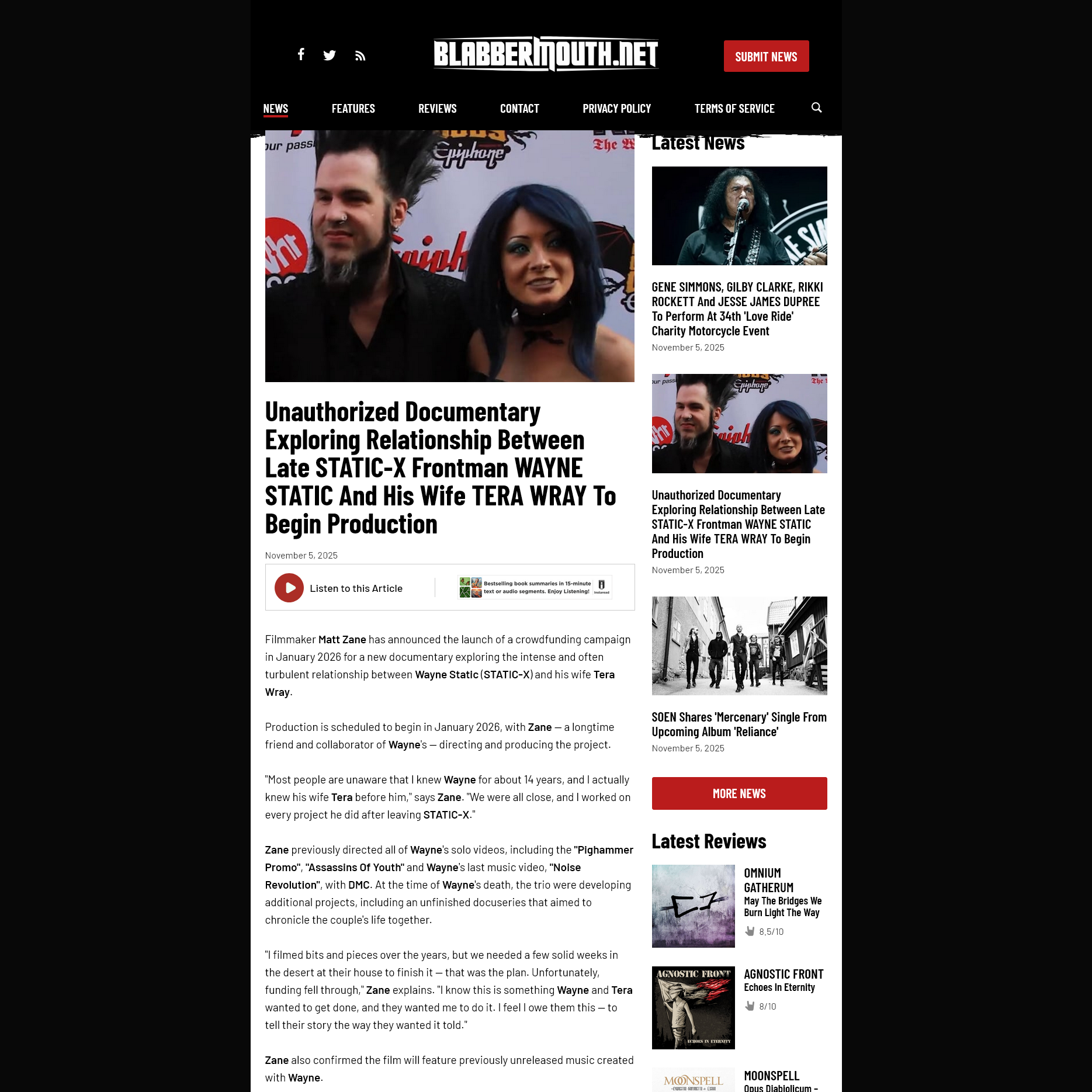 Screenshot 20251105 at 095538 Unauthorized Documentary Exploring Relationship Between Late STATICX Frontman WAYNE STATIC And His Wife TERA WRAY To Begin Production  BLABBERMOUTH.NET1.png