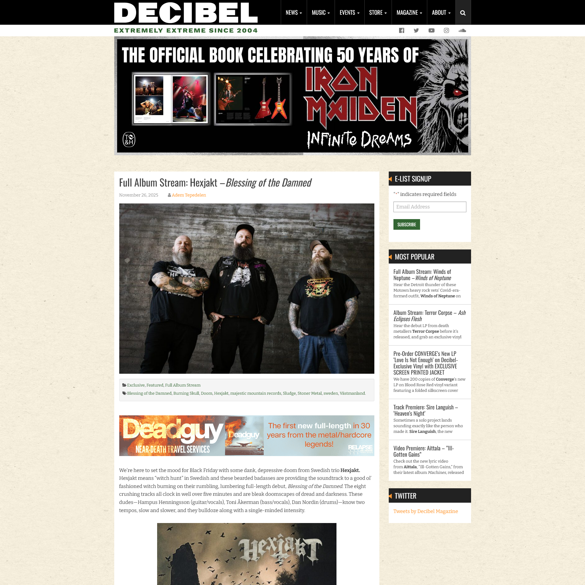 Screenshot 20251126 at 142614 Full Album Stream Hexjakt Blessing of the Damned  Decibel Magazine1.png