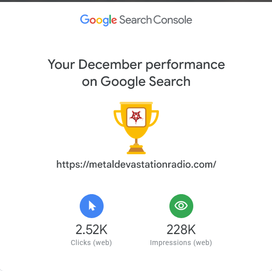 Screenshot 20260107 at 092013 Your December Search performance for https __metaldevastationradio.com_  helloiamzacharygmail.com  Gmail.png