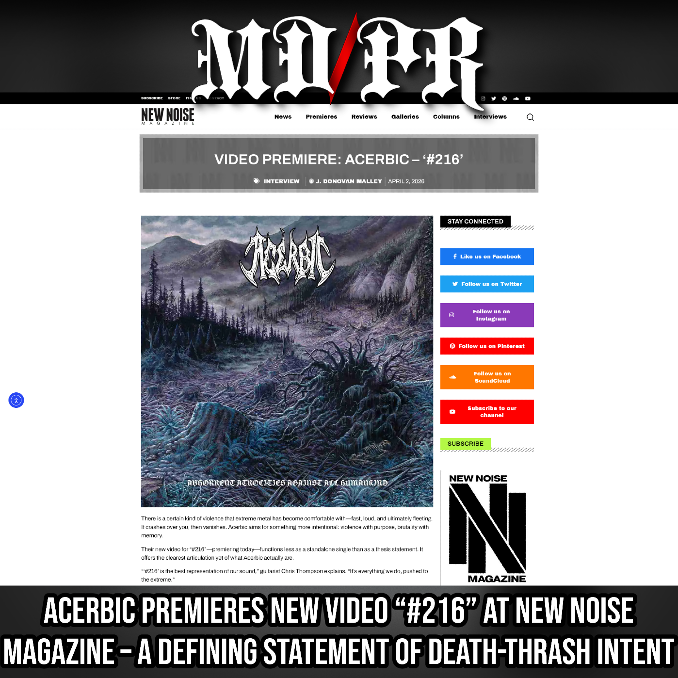 Screenshot 20260402 at 150652 Video Premiere Acerbic  216  New Noise Magazine11.png