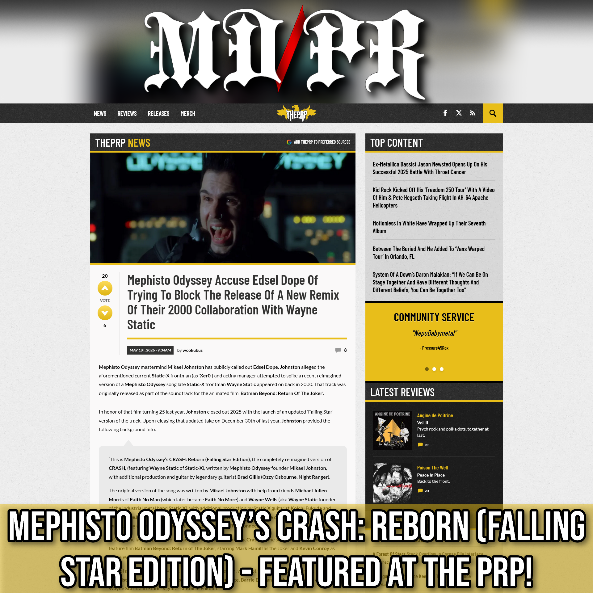 Screenshot 20260504 at 100639 Mephisto Odyssey Accuse Edsel Dope Of Trying To Block The Release Of A New Remix Of Their 2000 Collaboration With Wayne Static  Theprp.png