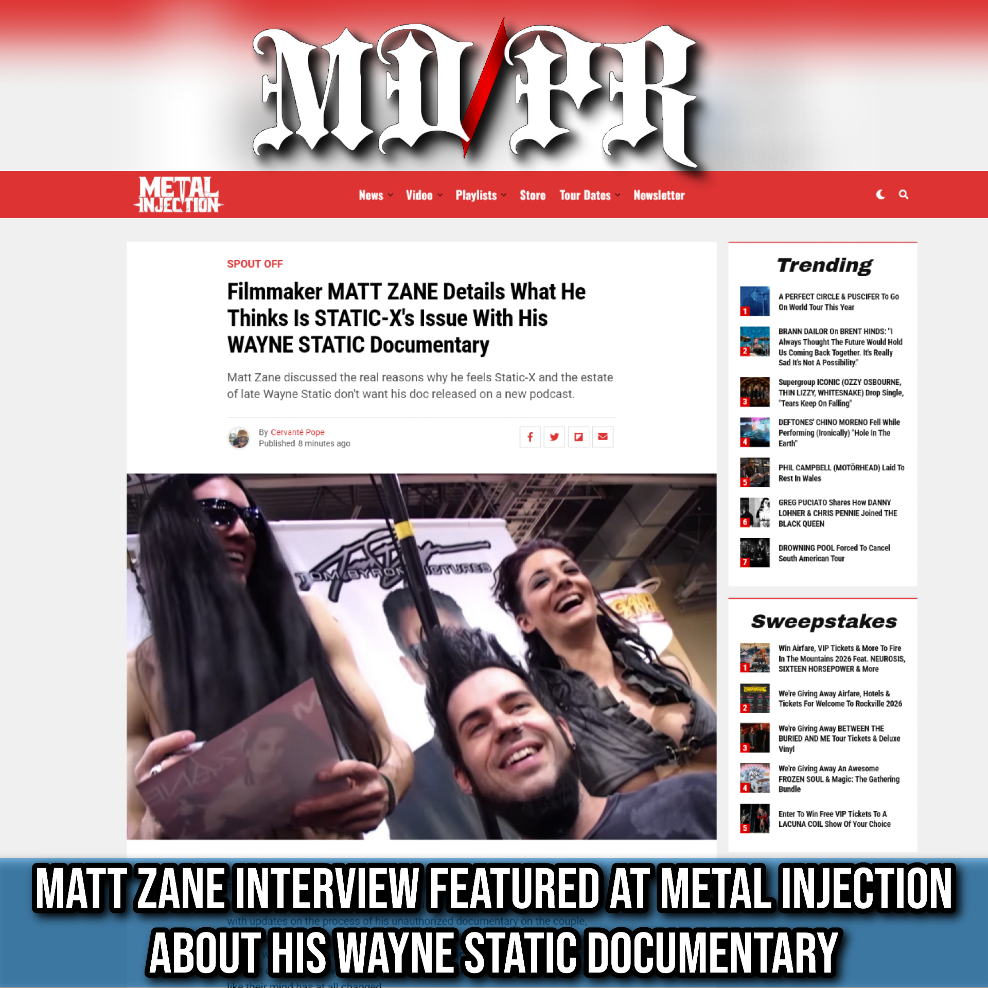 Screenshot 20260515 at 142925 Filmmaker MATT ZANE Details What He Thinks Is STATICXs Issue With His WAYNE STATIC Documentary  Metal Injection11.png