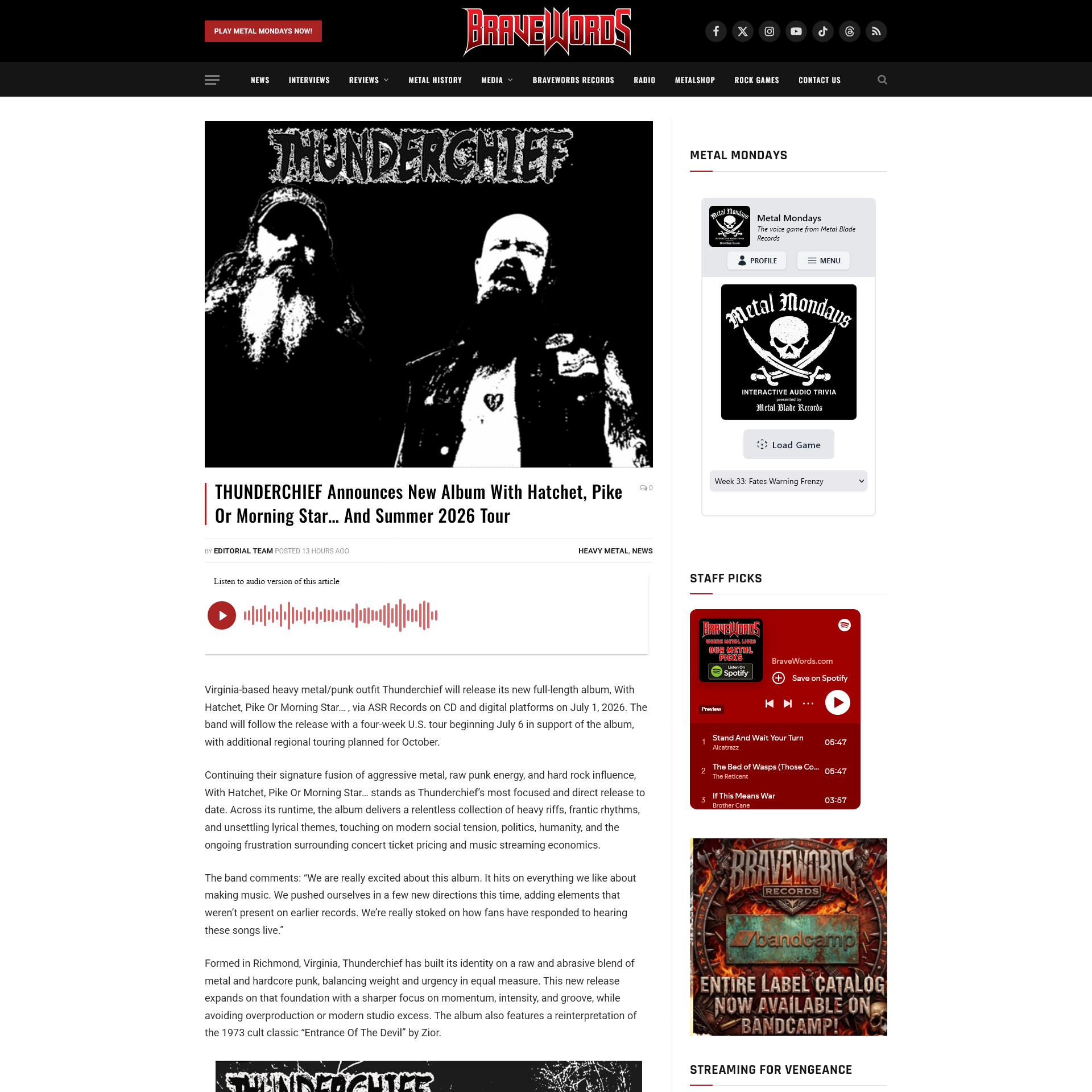 Screenshot 20260619 at 100349 THUNDERCHIEF Announces New Album With Hatchet Pike Or Morning Star... And Summer 2026 Tour1.png