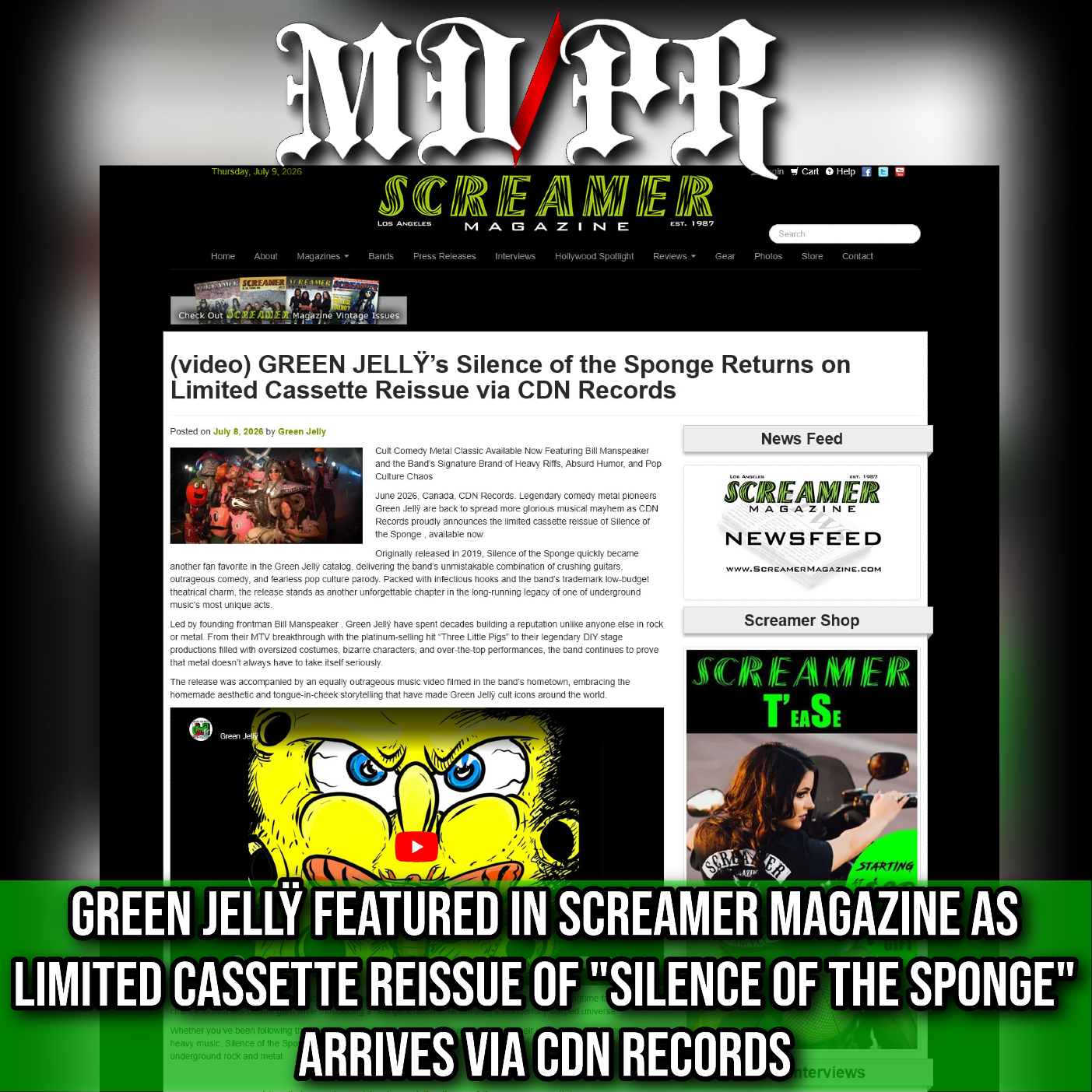 Screenshot 20260709 at 121039 video GREEN JELLs Silence of the Sponge Returns on Limited Cassette Reissue via CDN Records  Screamer Magazine1.png