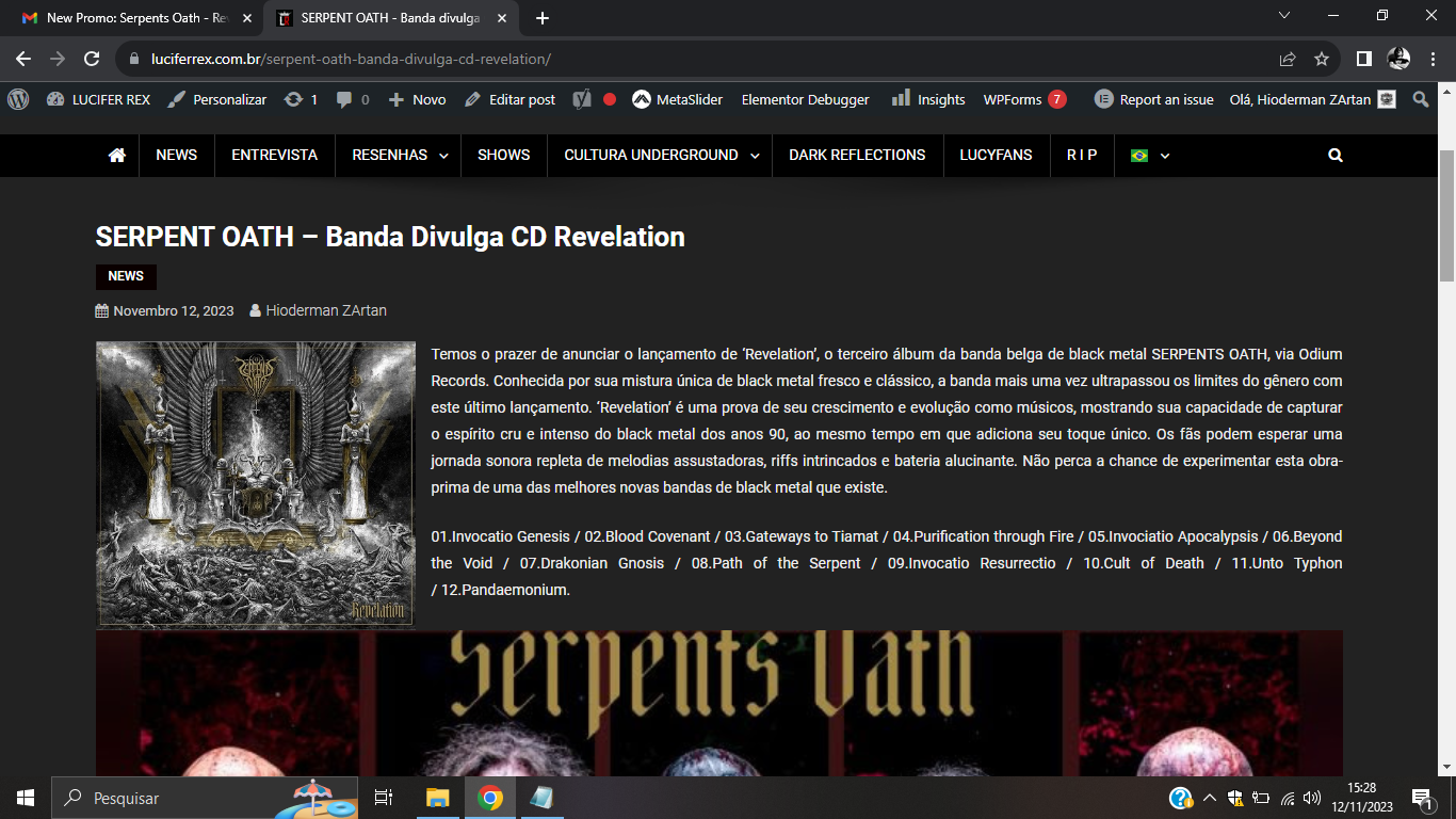 SERPENT OATH - Banda divulga CD Revelation - LUCIFER REX