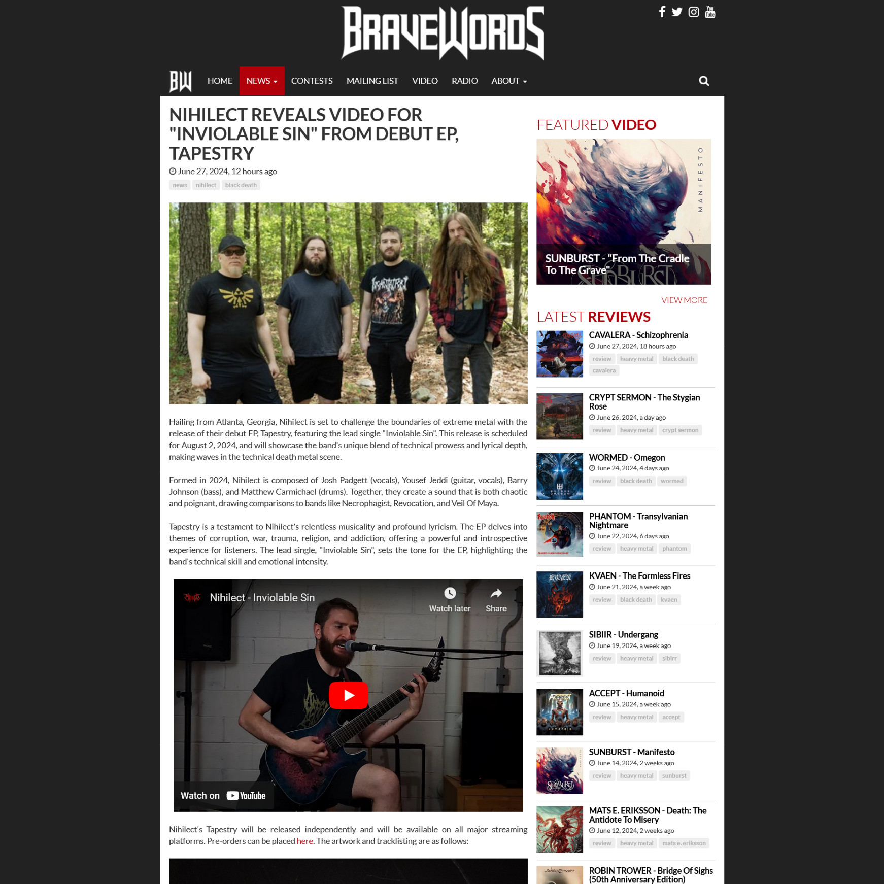 Screenshot 20240628 at 103245 NIHILECT Reveals Video For Inviolable Sin From Debut EP Tapestry  BraveWords.jpg