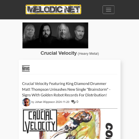 Screenshot 20241121 at 084715 Melodic Net News Crucial Velocity Featuring King Diamond Drummer Matt Thompson Unleashes New Single Brainstorm  Signs With Golden Robot Records For Distribution1.png