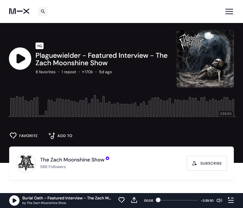 Screenshot 20241220 at 160316 Plaguewielder  Featured Interview  The Zach Moonshine Show by The Zach Moonshine Show Mixcloud.png